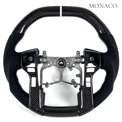 Custom carbon fiber steering wheel for Toyota Land Cruiser Prado Tacoma (2014–2017): Black Perforated Leather Carbon