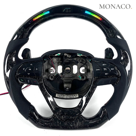 Custom carbon fiber steering wheel for Jeep Grand Cherokee Wrangler (2009–2013): LED Forged Carbon