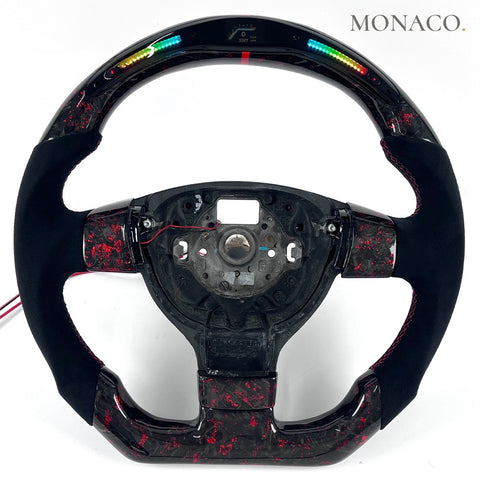 Custom carbon fiber steering wheel for Volkswagen Golf GTI Mk5 (2006–2009): LED Red Forged Carbon