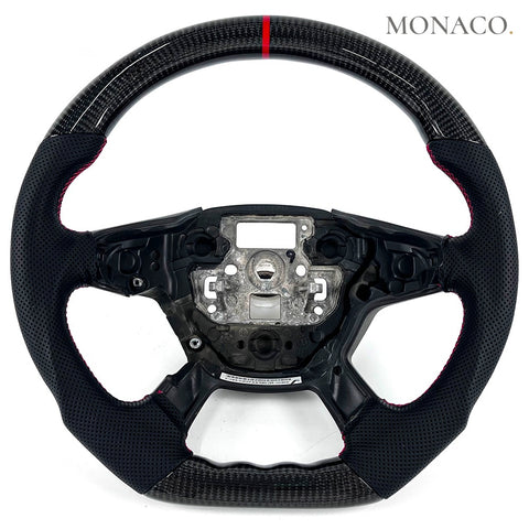 Custom carbon fiber steering wheel for Ford Focus ST RS Mk3 (2012–2018): Perforated Leather Carbon