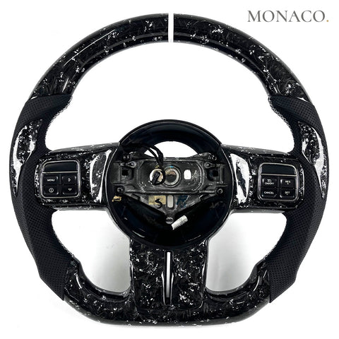 Custom carbon fiber steering wheel for Jeep Wrangler JK JL Grand Cherokee (2010–2017): White Powder Forged Carbon