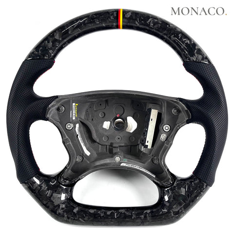 Custom carbon fiber steering wheel for Mercedes-Benz E-Class W211 CLK W209 CLS W219 SL W230 G350 G550 (2003–2011): Forged Carbon