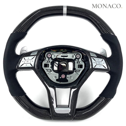 Custom carbon fiber steering wheel for Mercedes-Benz C-Class W204 W205 E-Class W212 W213 CLS W218 (2008–2018): Carbon