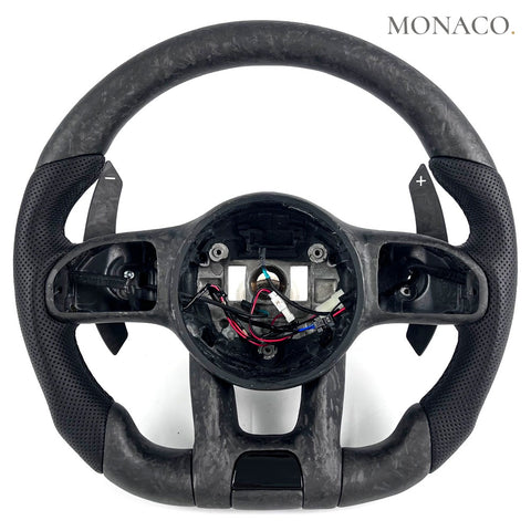 Custom carbon fiber steering wheel for Mercedes-Benz G-Class G350-G550, C-Class W204-W205, E-Class W213-E300, GLA-GLE-GLS (1990–2018): Matte Forged Carbon Fiber