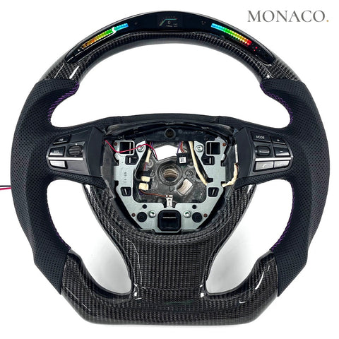 Custom carbon fiber steering wheel for BMW 3 Series F30, 5 Series F10, 1-2 Series F20 (2012–2019): LED Display