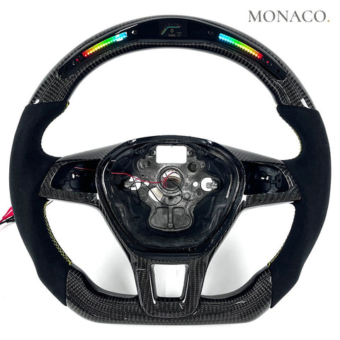 Custom carbon fiber steering wheel for Volkswagen Golf GTI Mk6 Mk7 Tiguan (2010–2020): Suede LED Carbon