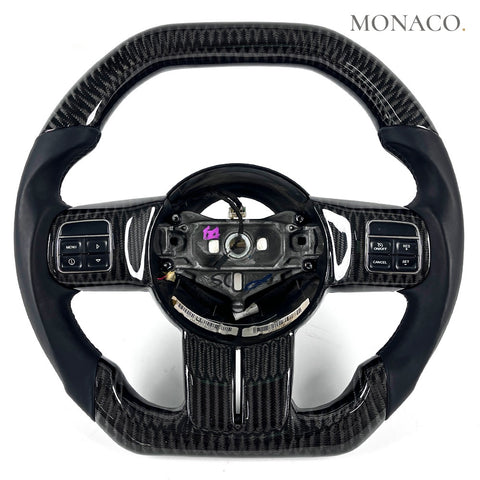 Custom carbon fiber steering wheel for Jeep Wrangler JK JL Cherokee (2010–2018): Smooth Leather Carbon