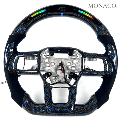 Custom carbon fiber steering wheel for Ford Mustang GT S650 (2024–2025): Suede LED Carbon