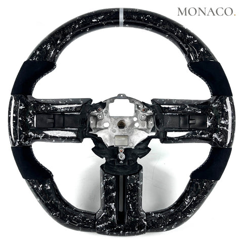 Custom carbon fiber steering wheel for Ford Mustang (2009–2012): Black Suede Forged Carbon