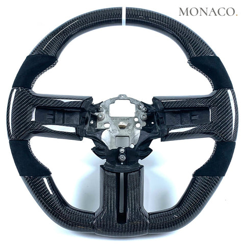 Custom carbon fiber steering wheel for Ford Mustang GT (2009–2009): Black Suede Carbon