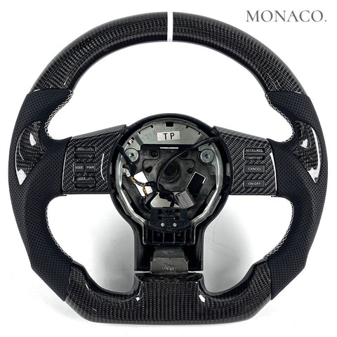 Custom carbon fiber steering wheel for Nissan 370Z-350Z (2002–2006): Perforated Leather