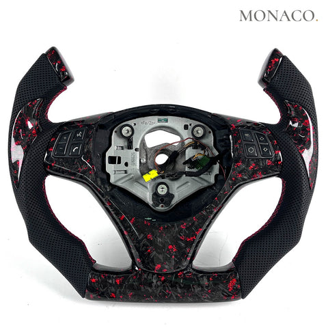 Custom carbon fiber steering wheel for BMW 3 Series E90 E92 E93 & M3 (2006–2013): Red Forged Carbon