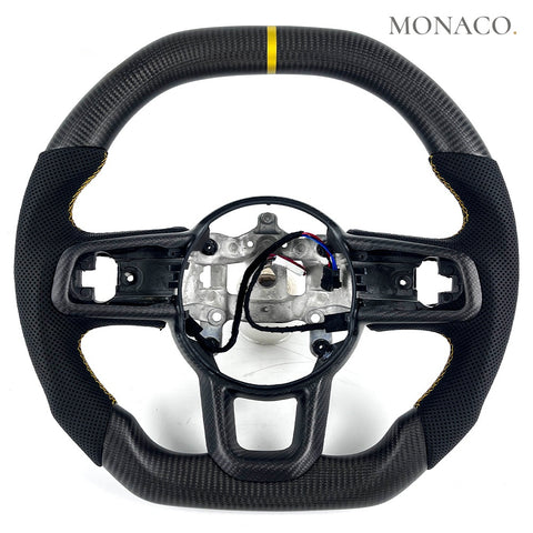 Custom carbon fiber steering wheel for Jeep Wrangler JL (2018–2020): Perforated Leather Matte Carbon