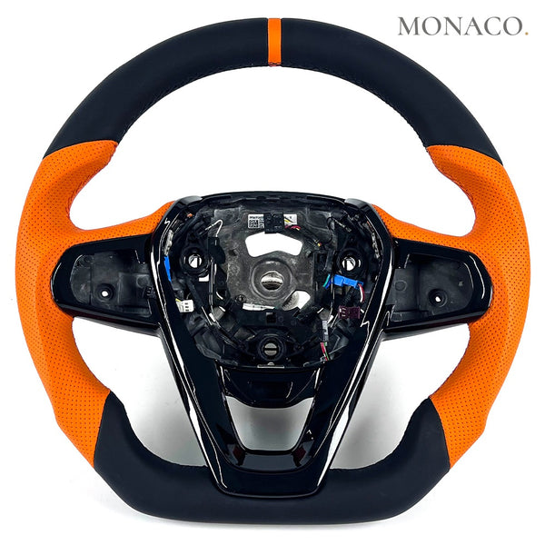 2012–2019 BMW 5 Series F10 / 3 Series F30 Carbon Fiber Steering Wheel – Orange Perforated Leather
