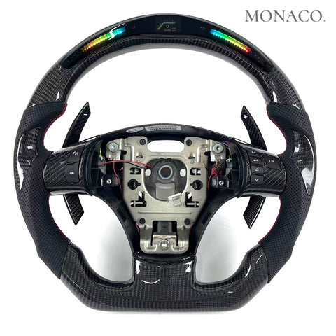 Custom carbon fiber steering wheel for Chevrolet Corvette C6 (2006–2012): Black Perforated Leather LED Carbon