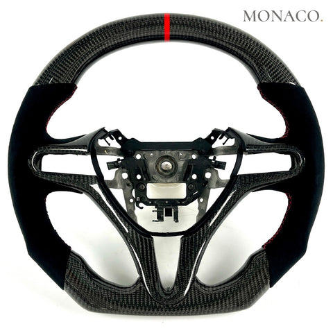 Custom carbon fiber steering wheel for Honda Civic (2006–2011): Black Suede Leather