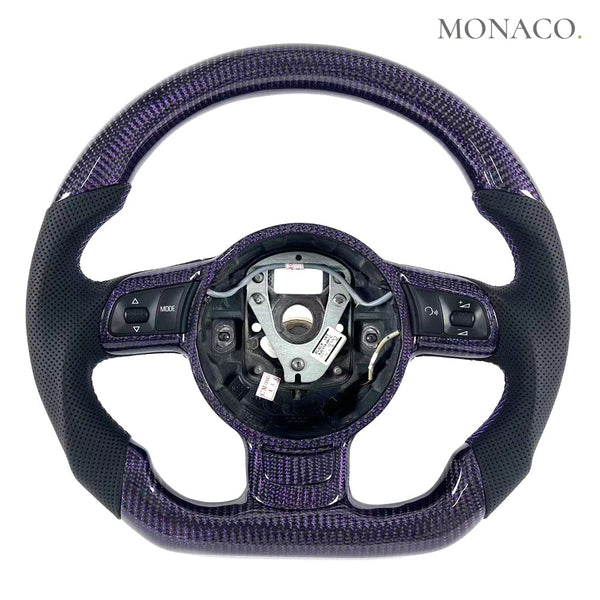 2010–2025 Audi R8 / TT Carbon Fiber Steering Wheel – Purple Forged Carbon & Perforated Leather