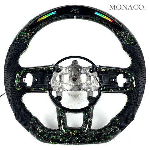 Custom carbon fiber steering wheel for Jeep Wrangler JL JK (2018–2022): LED Forged Carbon