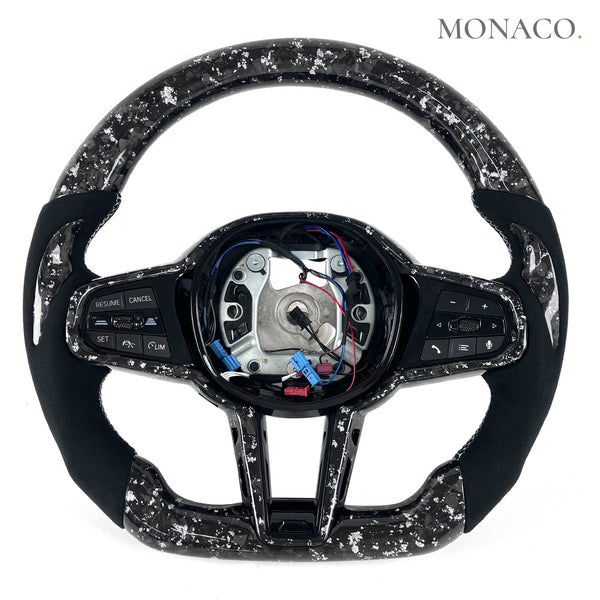 2019–2026 BMW 3 Series G20 / M3 G80 / M4 G82 Carbon Fiber Steering Wheel – White Forged Carbon
