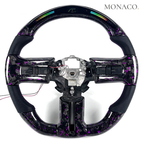 Custom carbon fiber steering wheel for Ford Mustang (2010–2012): LED Forged Carbon