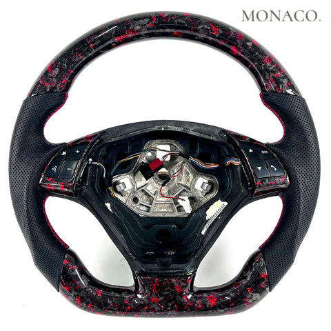 Custom carbon fiber steering wheel for BMW 3 Series E90 E92 E93 & M3 (2006–2013): Red Forged Carbon