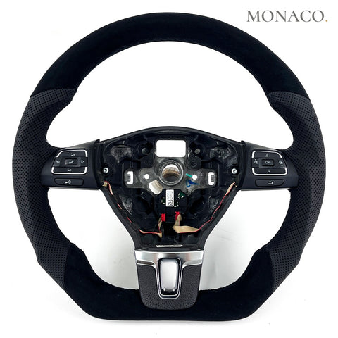 Custom carbon fiber steering wheel for Volkswagen Golf GTI Mk5 Mk6 Passat Touran (2006–2014): All Leather