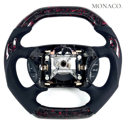 Custom carbon fiber steering wheel for Ford Mustang GT SN95 (1994–2004): Red Forged Carbon