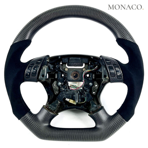 Custom carbon fiber steering wheel for Honda Accord 5th Gen 7th Gen CL7 CL9 (1994–2007): Suede Perforated Leather Matte Carbon