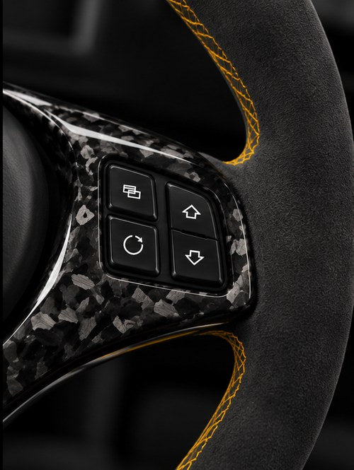 Alcantara suede side upholstery on the wheel